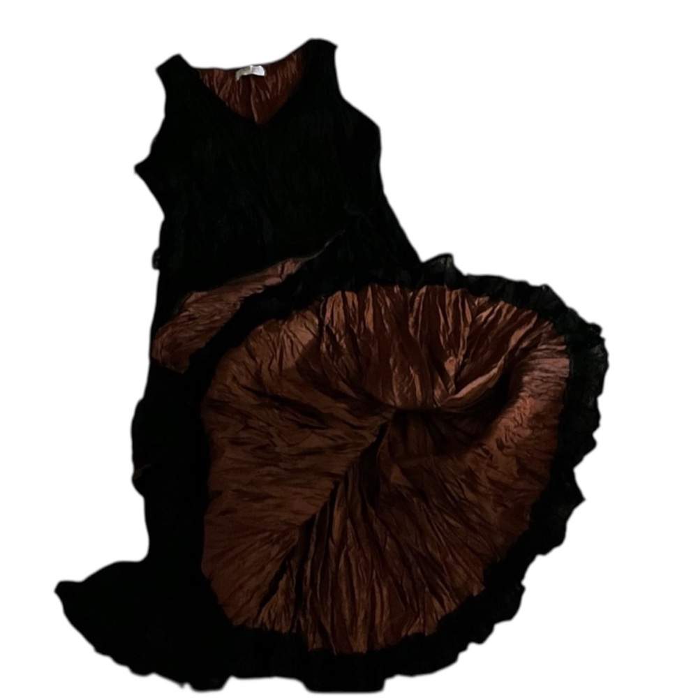 Pile Ou Face Paris Avant Garde Black Textured Dress & Ruffle Rosette Jacket Set